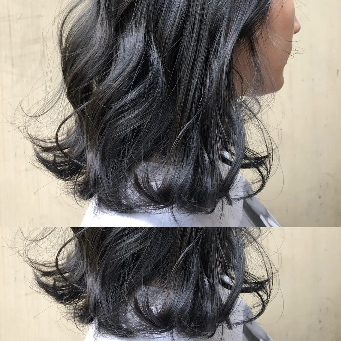 ミディアム カラー ネイビーカラー カット ヘアカラー トリートメント ツキノキ　ミナ 8月から西梅田店のヘアスタイル