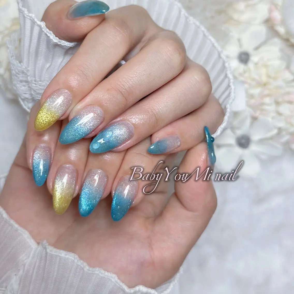ネイル オーロラネイル チークネイル 成人式 フットネイル フレンチネイル ハンドネイル ハンドケア BabyYouMi nailのネイルデザイン