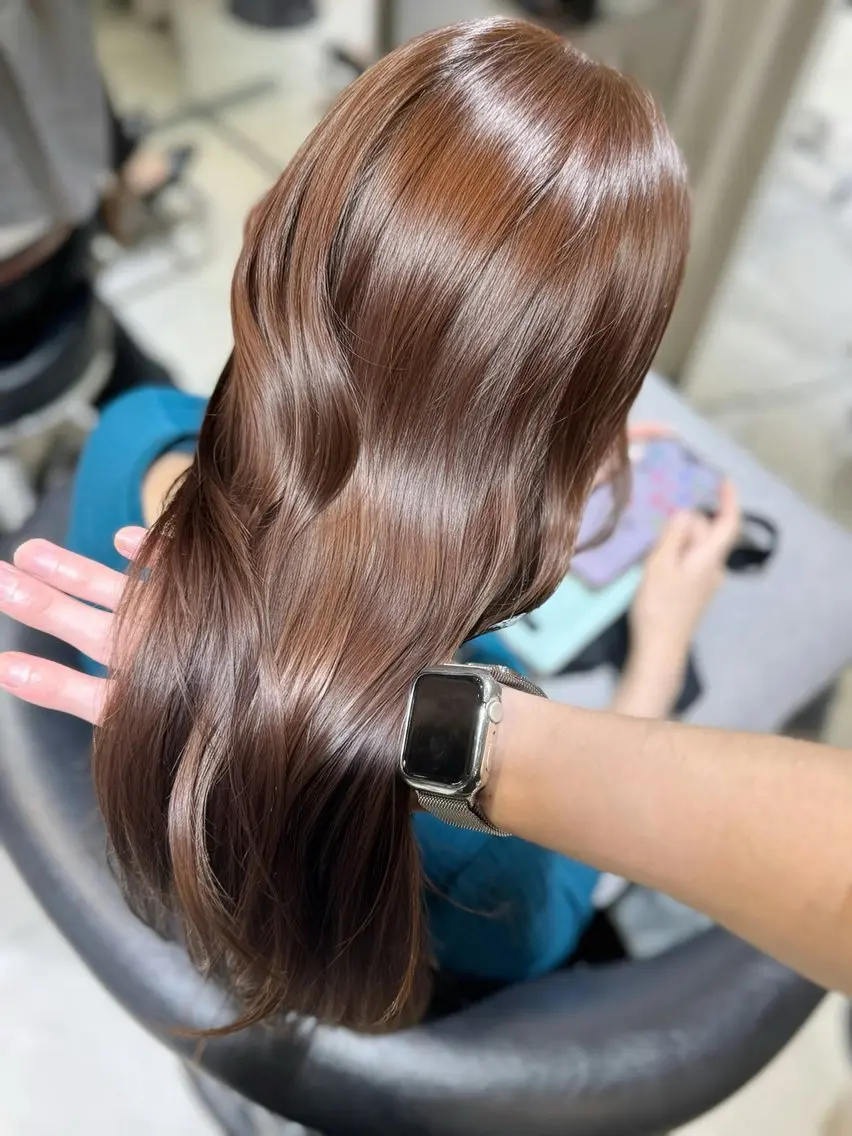 ロング カラー ヘアカラー 韓国風ハッシュカット 似合わせレイヤー池袋のヘアスタイル