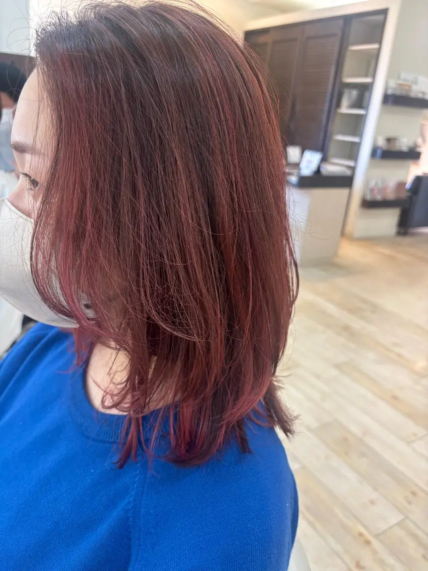 セミロング カラー カット ヘアカラー ルプラボウ 石黒よう子のヘアスタイル