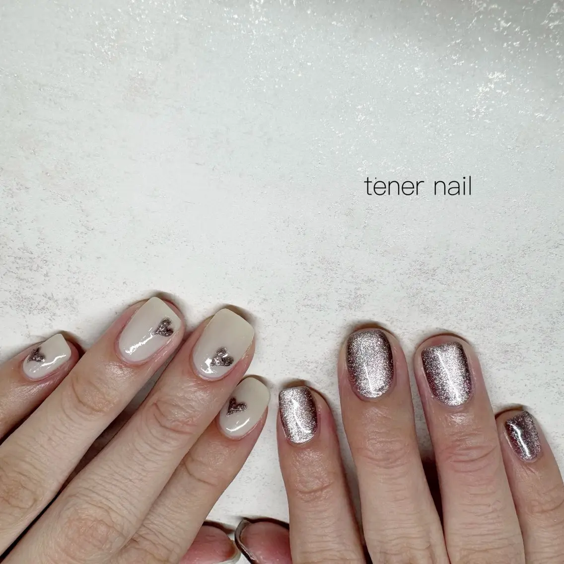 ネイル ハート マグネットネイル ぷっくりネイル ハンドネイル テネルネイル tener nailのネイルデザイン
