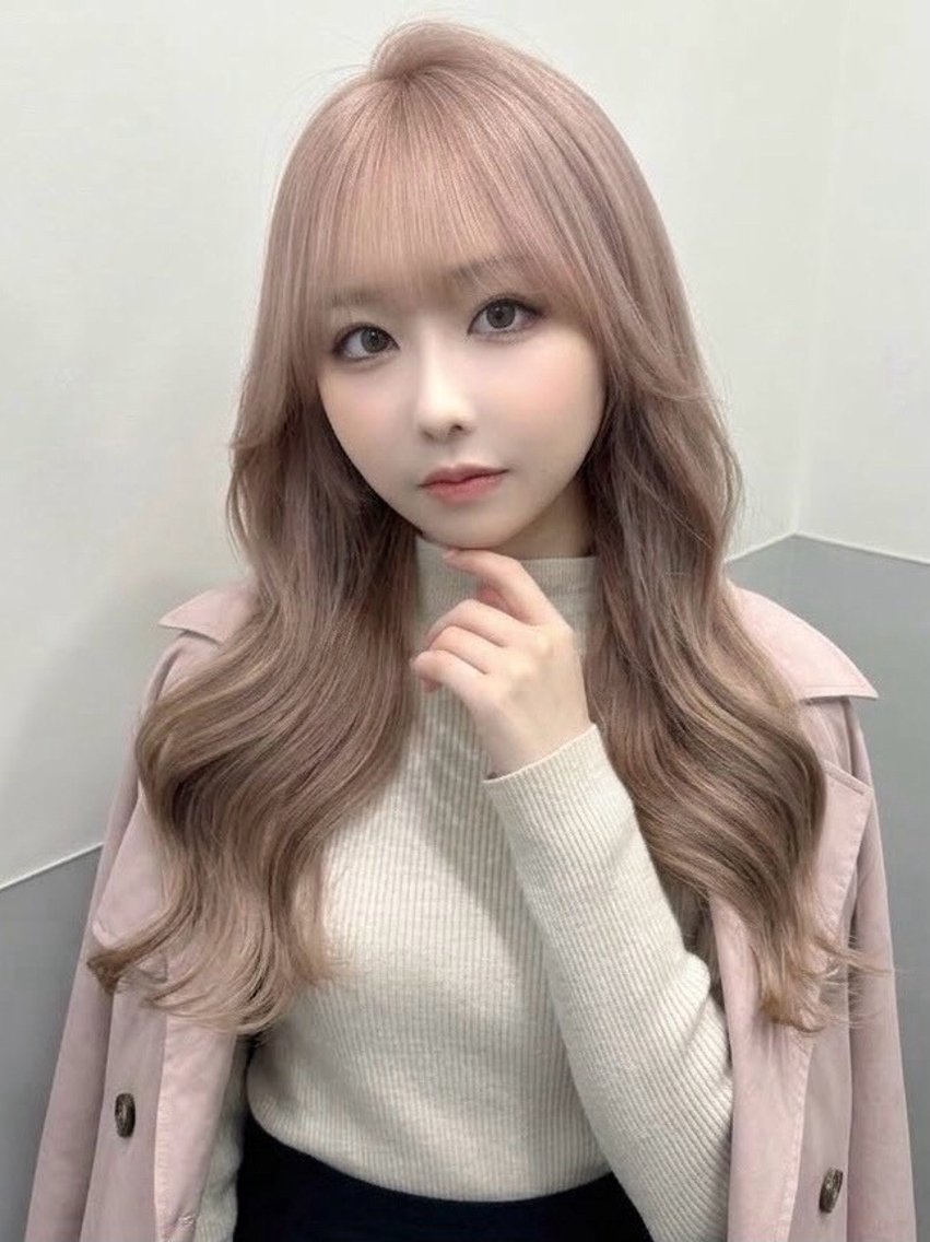 セミロング カラー カット ヘアカラー トリートメント ヘアセット クルミ🤍推し活 🎀ピンクカラーのヘアスタイル