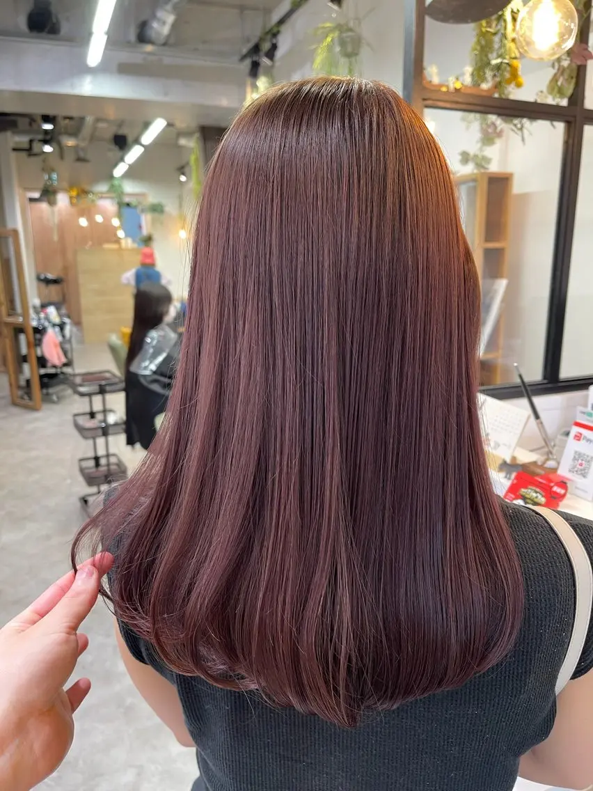 ロング カラー ブラウンカラー ピンクカラー ピンクブラウン ヘアカラー うる艶カラー 顔周りカット♡ikuのヘアスタイル