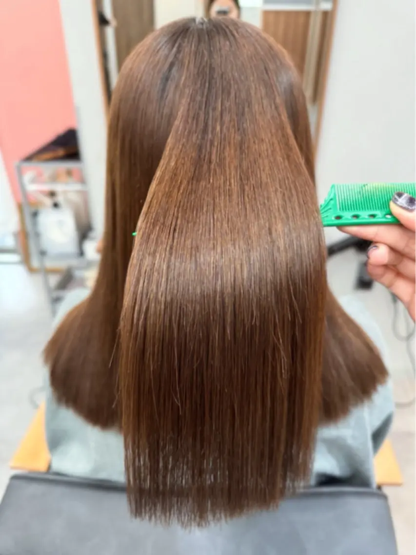 ミディアム 縮毛矯正 トリートメント や ぎ /似合わせ カラー/神戸美容室のヘアスタイル