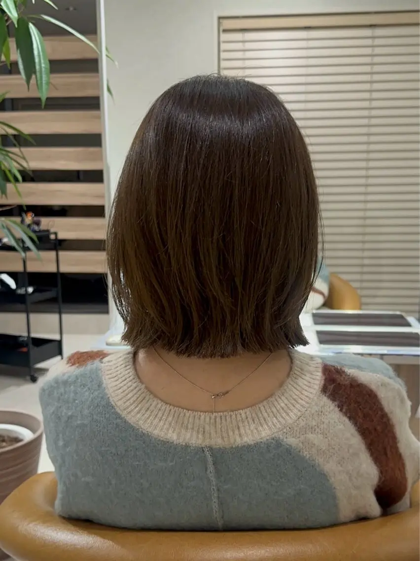 ミディアム カット ヘアカラー トリートメント 🎀似合わせカット/ ボブ/佐瀬千枝🎀のヘアスタイル