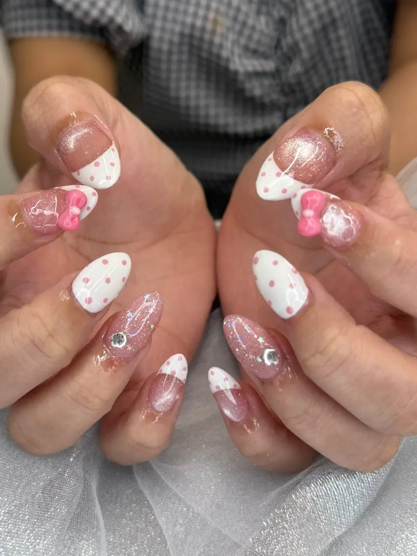 ネイル フットネイル 氷ネイル・うるうるネイル マットネイル ニュアンスネイル リボン ハンドネイル Akina Nailのネイルデザイン