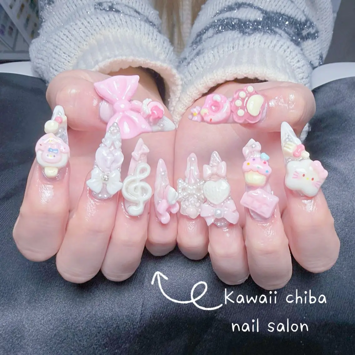 ネイル アートネイル ジェルネイル ガーリー ハート キラキラネイル Kawaii _Nailのネイルデザイン