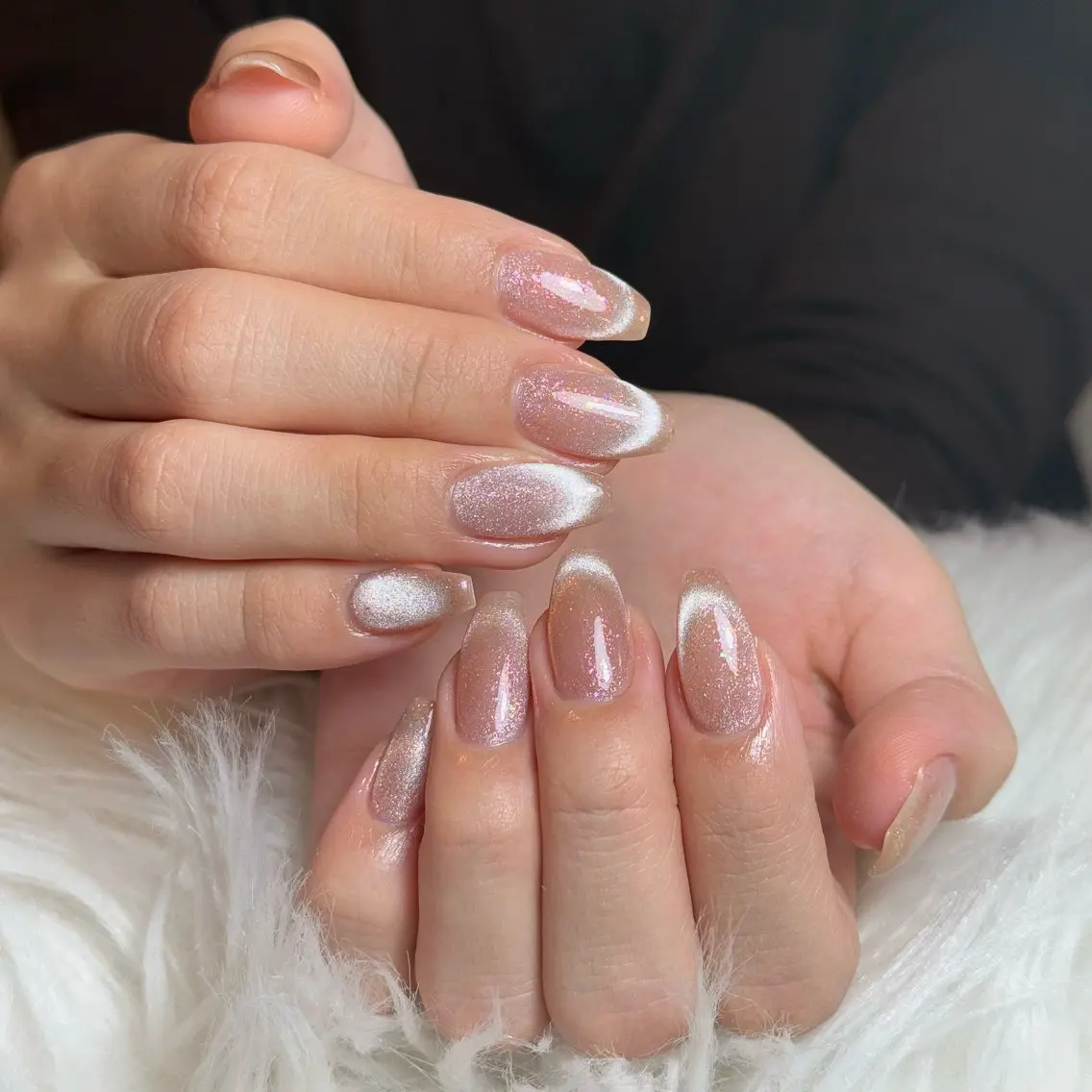 ネイル チークネイル フレンチネイル グラデーション キラキラネイル 韓国ネイル ハンドネイル Risa_ Nailのネイルデザイン