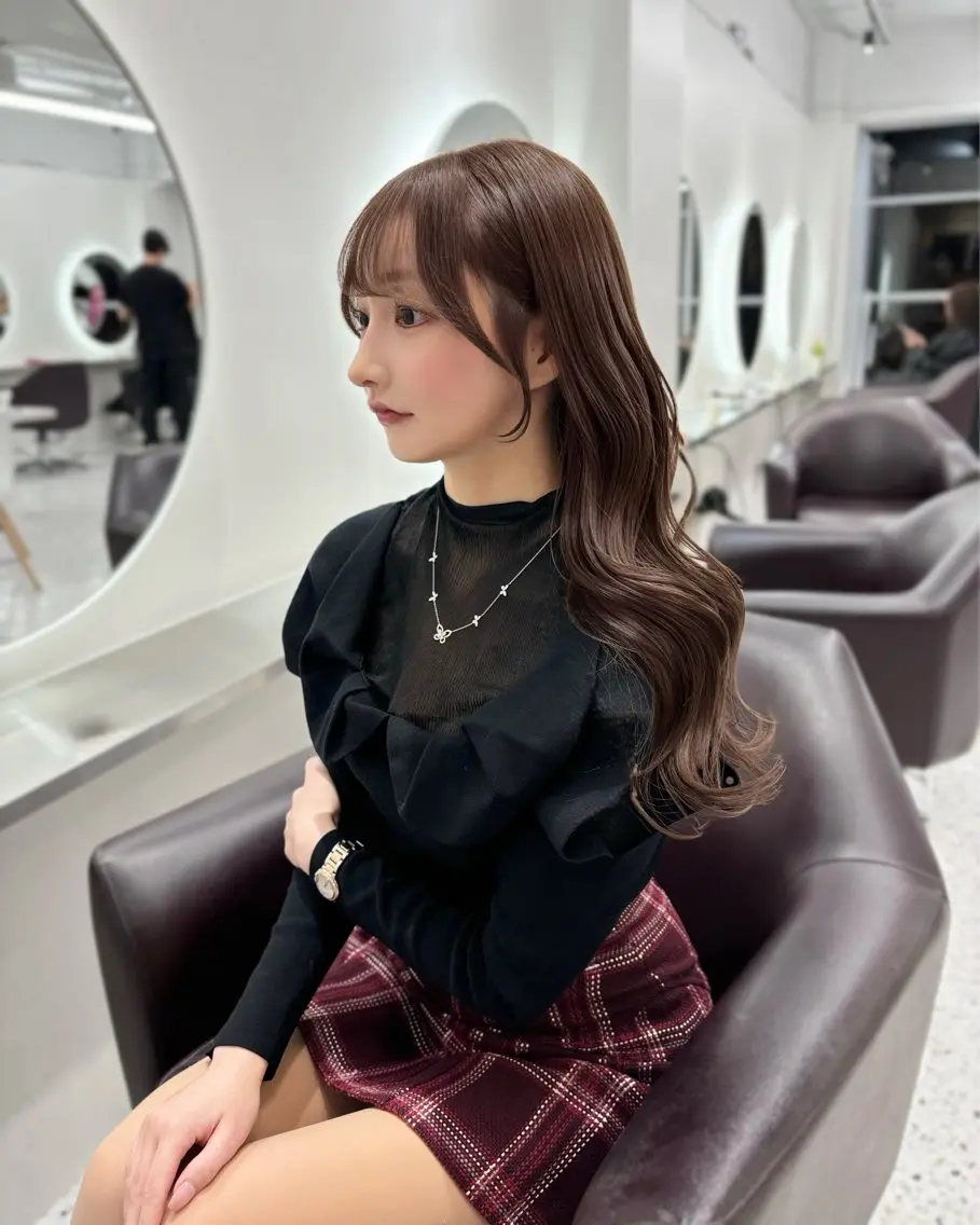 ミディアム カラー パーマ ヘアアレンジ ブリーチ ブラウンカラー ダブルカラー ブリーチなしカラー レイヤーカット カット 🌸グレージュ/ ベージュ🌸yutaのヘアスタイル