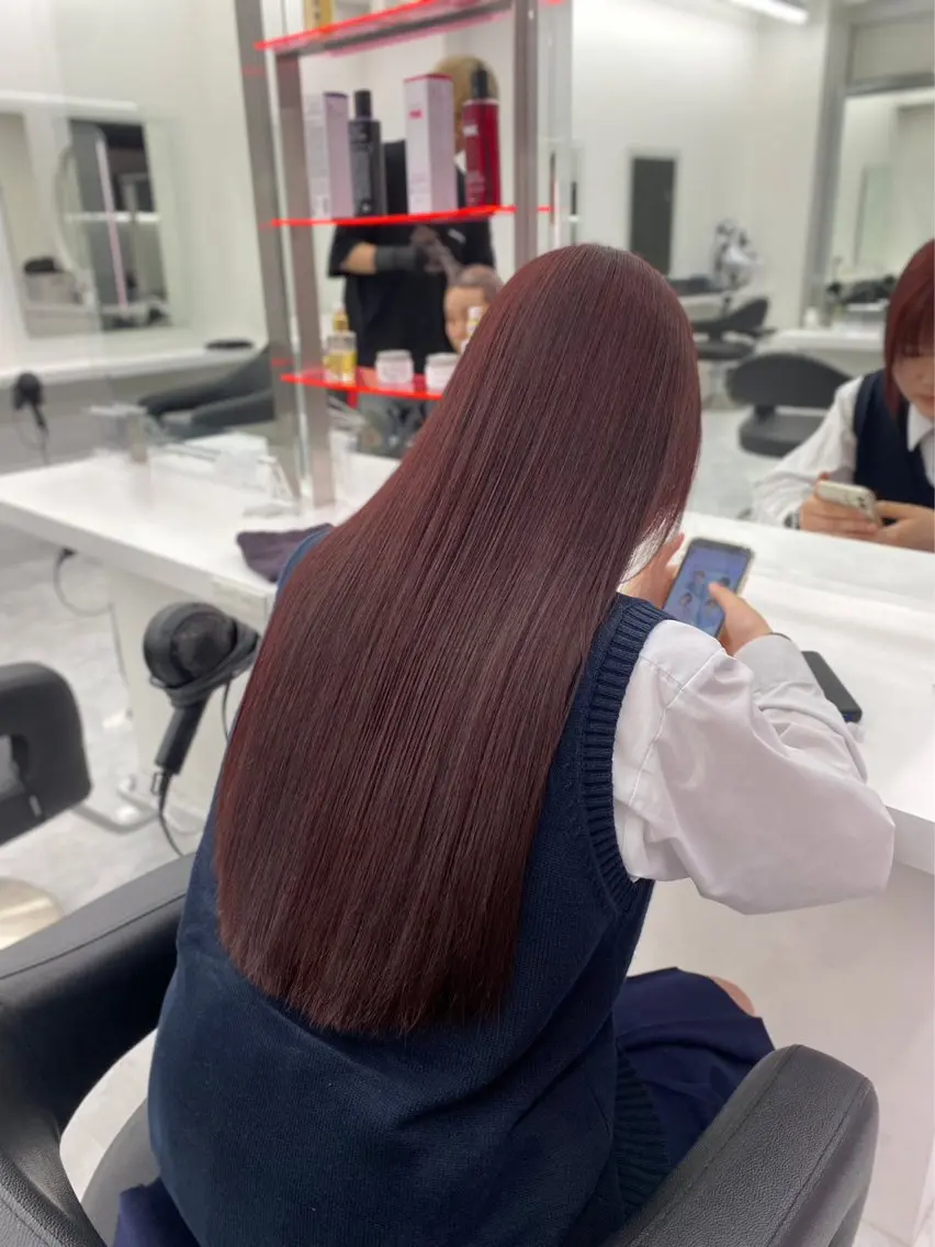 ロング カラー ヘアアレンジ 💖似合わせカラー レイヤー💖縮毛矯正のヘアスタイル