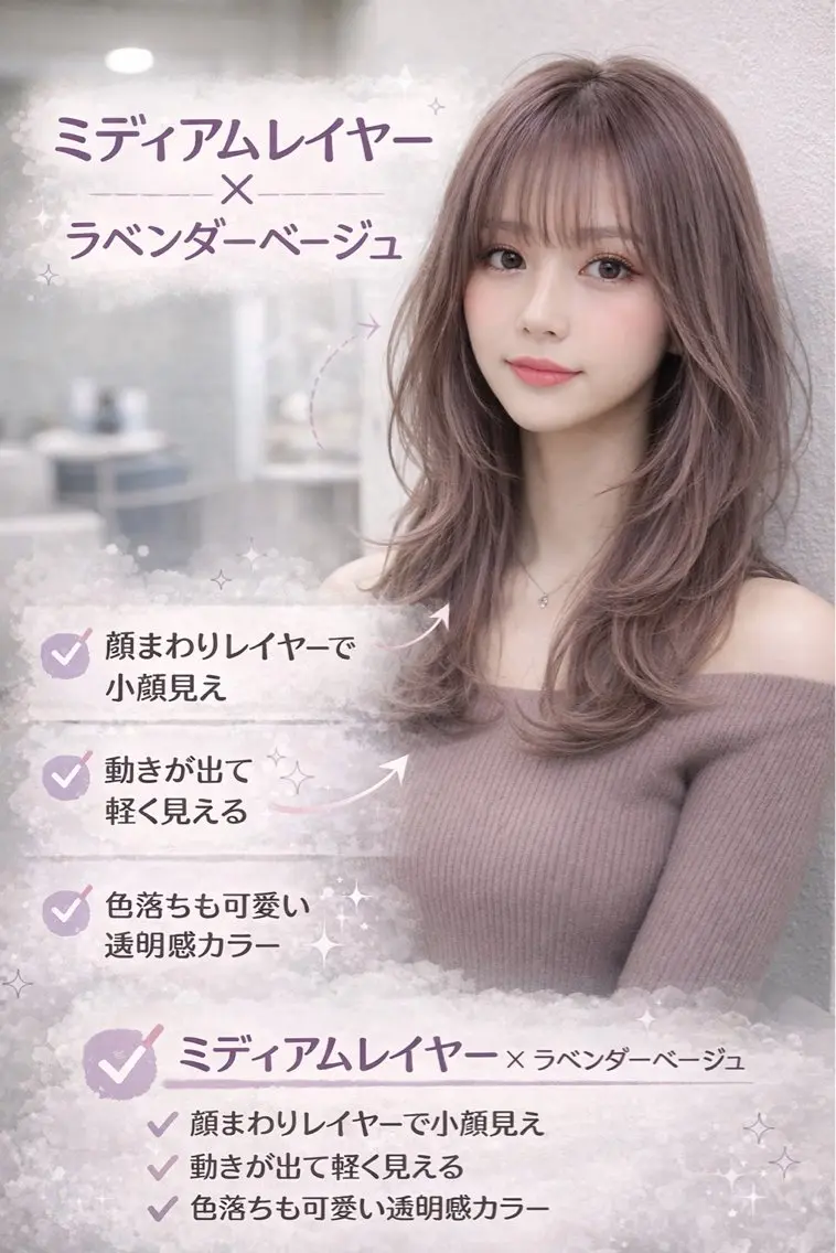ミディアム カラー 心斎橋/プルエクステ ハイトーン/カットのヘアスタイル