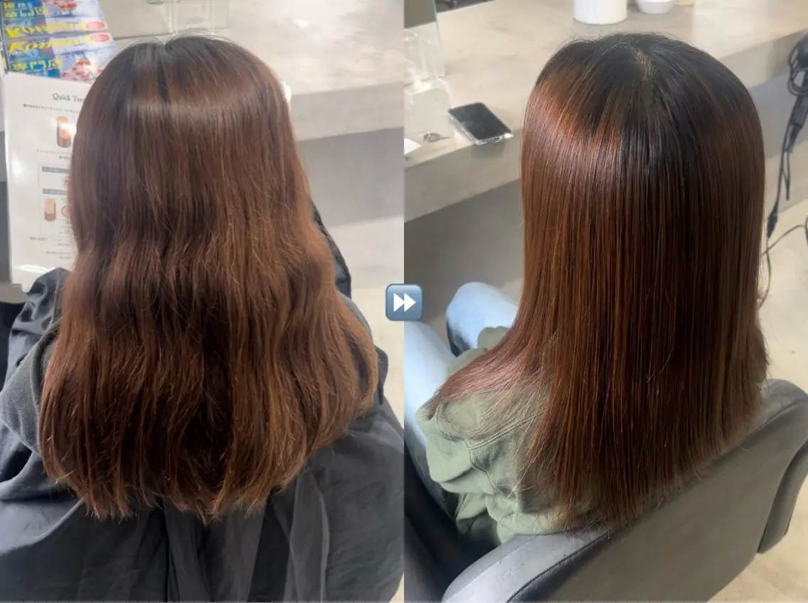 ロング 縮毛矯正 トリートメント momoka｜ 透明感カラーのヘアスタイル