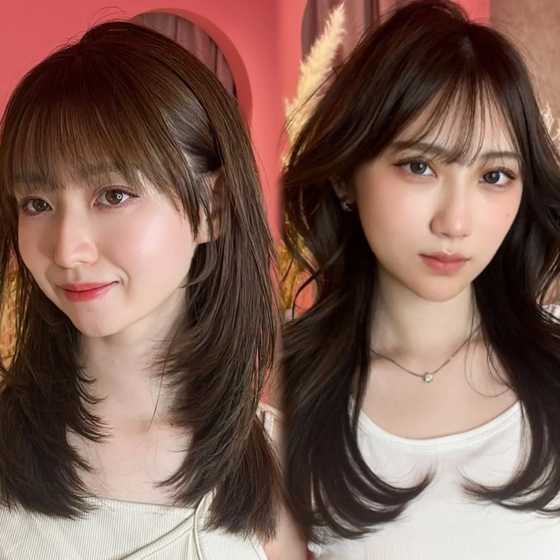 セミロング カラー 透明感カラー 顔まわりレイヤー 顔周りカット レイヤーカット 山崎/ボブ縮毛矯正 レイヤー髪質改善のヘアスタイル