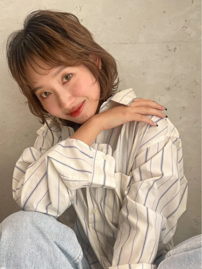 ミディアム カラー 透明感カラー カット ヘアカラー 透明感カラー│ レイヤーヘア中居美樹のヘアスタイル