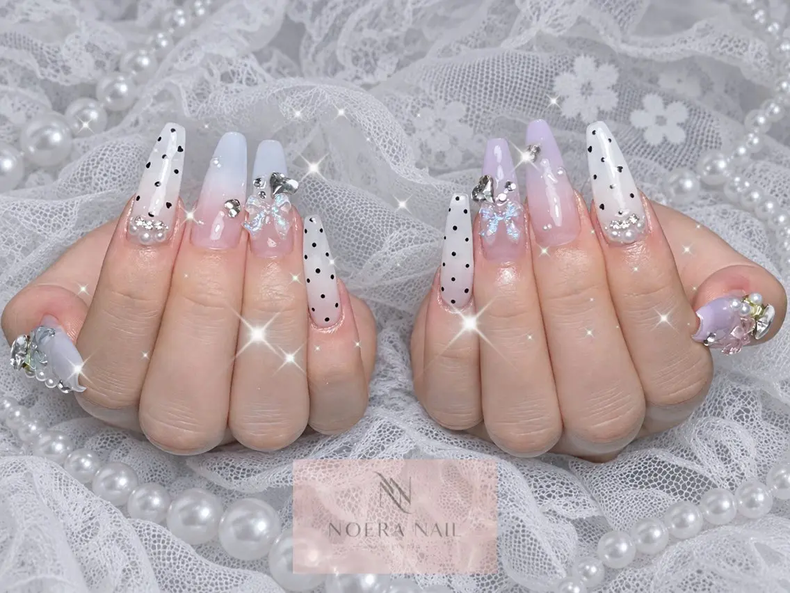 ネイル チークネイル 長さ出し キラキラネイル 韓国ネイル マグネットネイル ハンドネイル ハンドケア NOERA NAIL チップ長さ出し大塚店のネイルデザイン