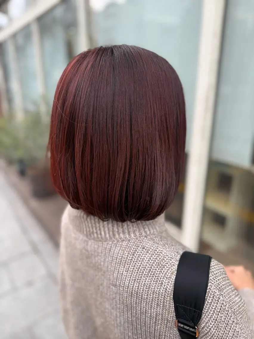 ショート 前下がりボブ ボブ ハイライト 髪質改善 韓国風ヘア カット Olive 南森町店 酸性縮毛矯正のヘアスタイル
