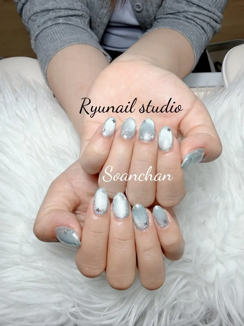 ネイル アートネイル ジェルネイル マグネットネイル ニュアンスネイル シンプルネイル ハンドネイル Ryu Nail NekoChanのネイルデザイン