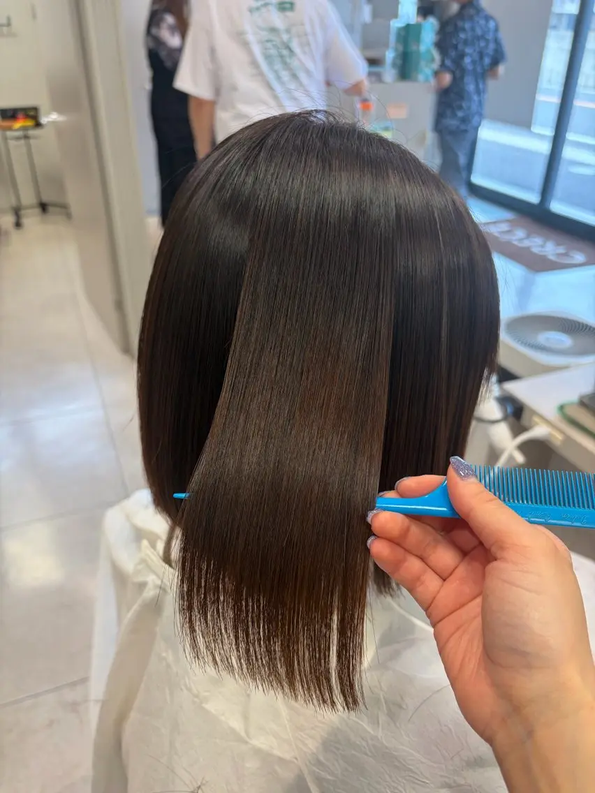 ミディアム パーマ ボブ 縮毛矯正 縮毛矯正 CRECE♪山下 琴未のヘアスタイル