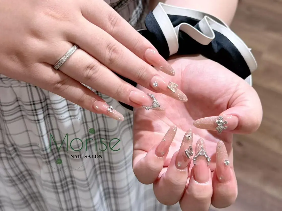 ネイル 長さ出し フットネイル フレンチネイル ジェルネイル ガーリー MoriseNail 表参道のネイルデザイン