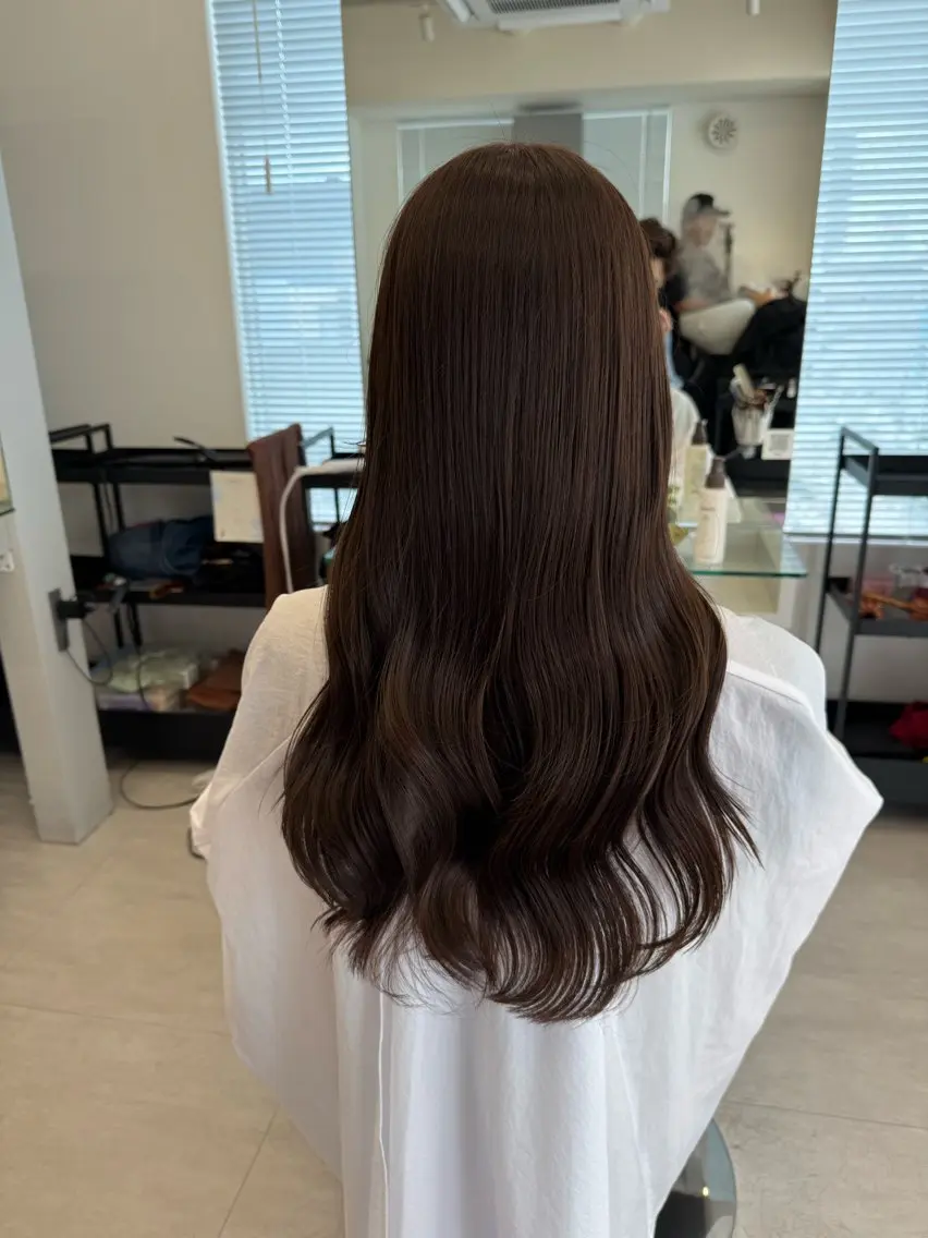 ロング カット ヘアカラー トリートメント 堀江|髪質改善 ×透明感カラー|松浦のヘアスタイル
