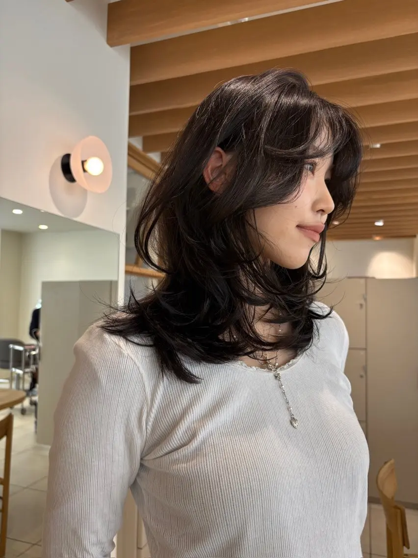 セミロング カラー ブラウンカラー レイヤーカット カラーモデル/ 矢場町/リリカのヘアスタイル