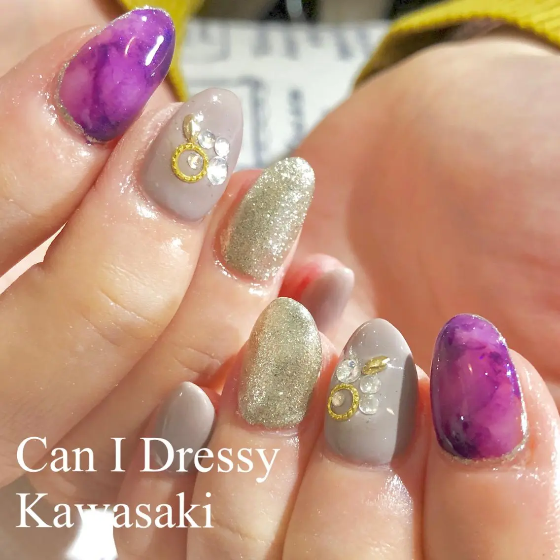 ネイル 大理石ネイル(マーブル) パープル Can I 川崎店 三島 久美子のネイルデザイン