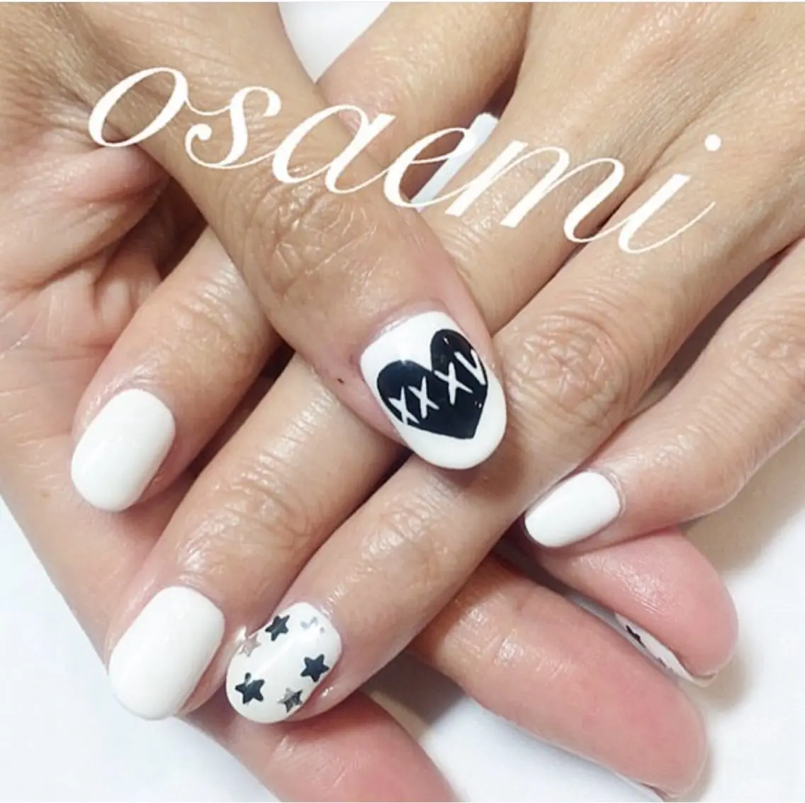 ネイル ハート 韓国ネイル 持ち込み ハンドネイル osa emiのネイルデザイン