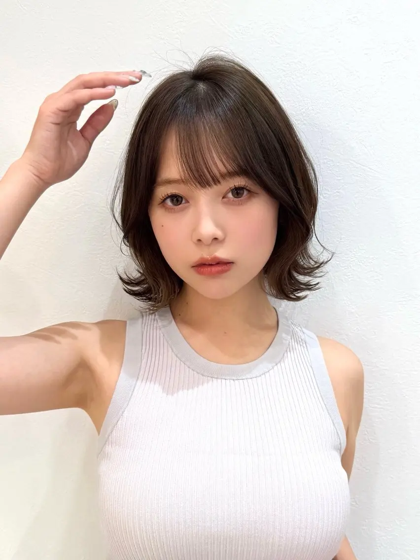 ミディアム カット ヘアカラー トリートメント 新宿/髪質改善/ボブ 韓国レイヤー大重聖斗のヘアスタイル