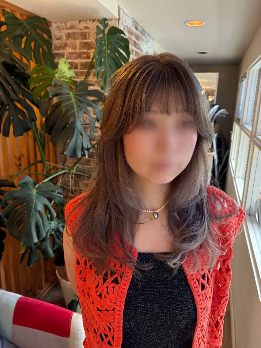 セミロング ハッシュカット 韓国風ヘア レイヤーカット シャギー ウルフカット カット unpluslien ユウカ👓のヘアスタイル