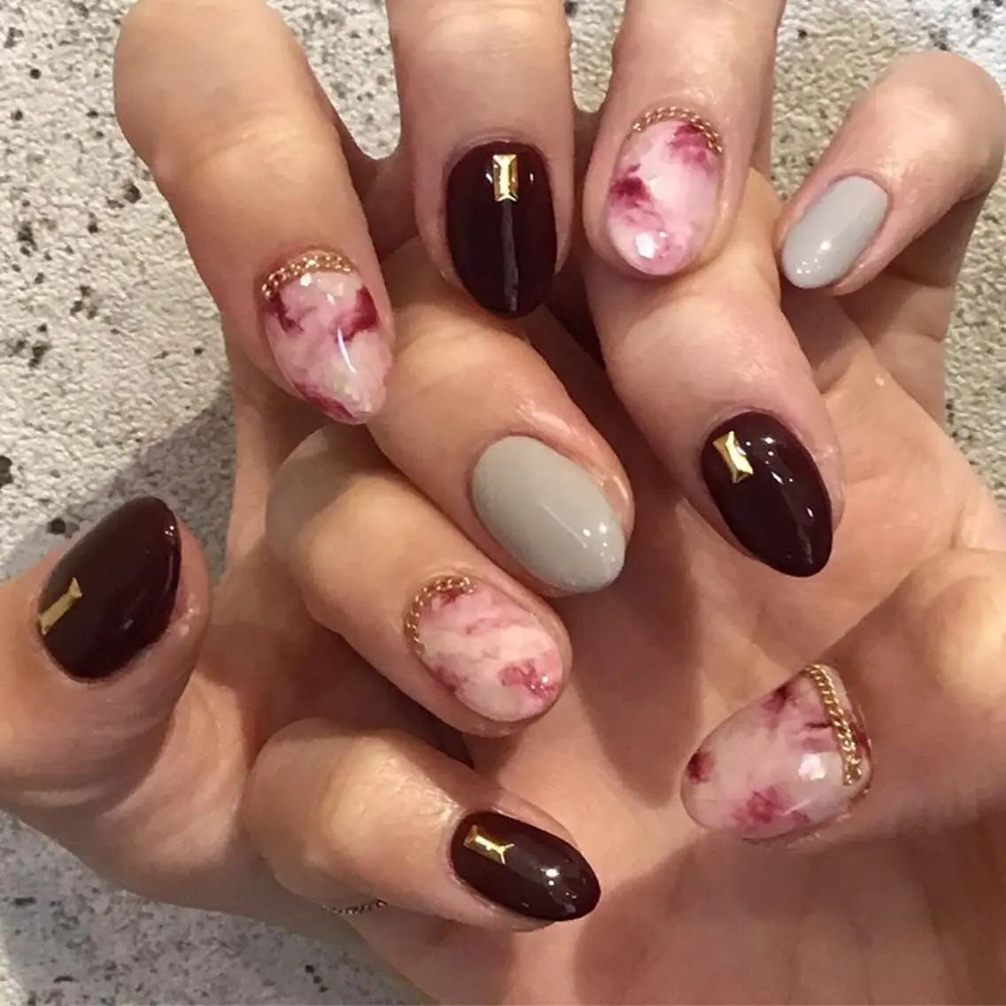 ネイル 大理石ネイル(マーブル) ハンドネイル hair＆nail NO-MUのネイルデザイン
