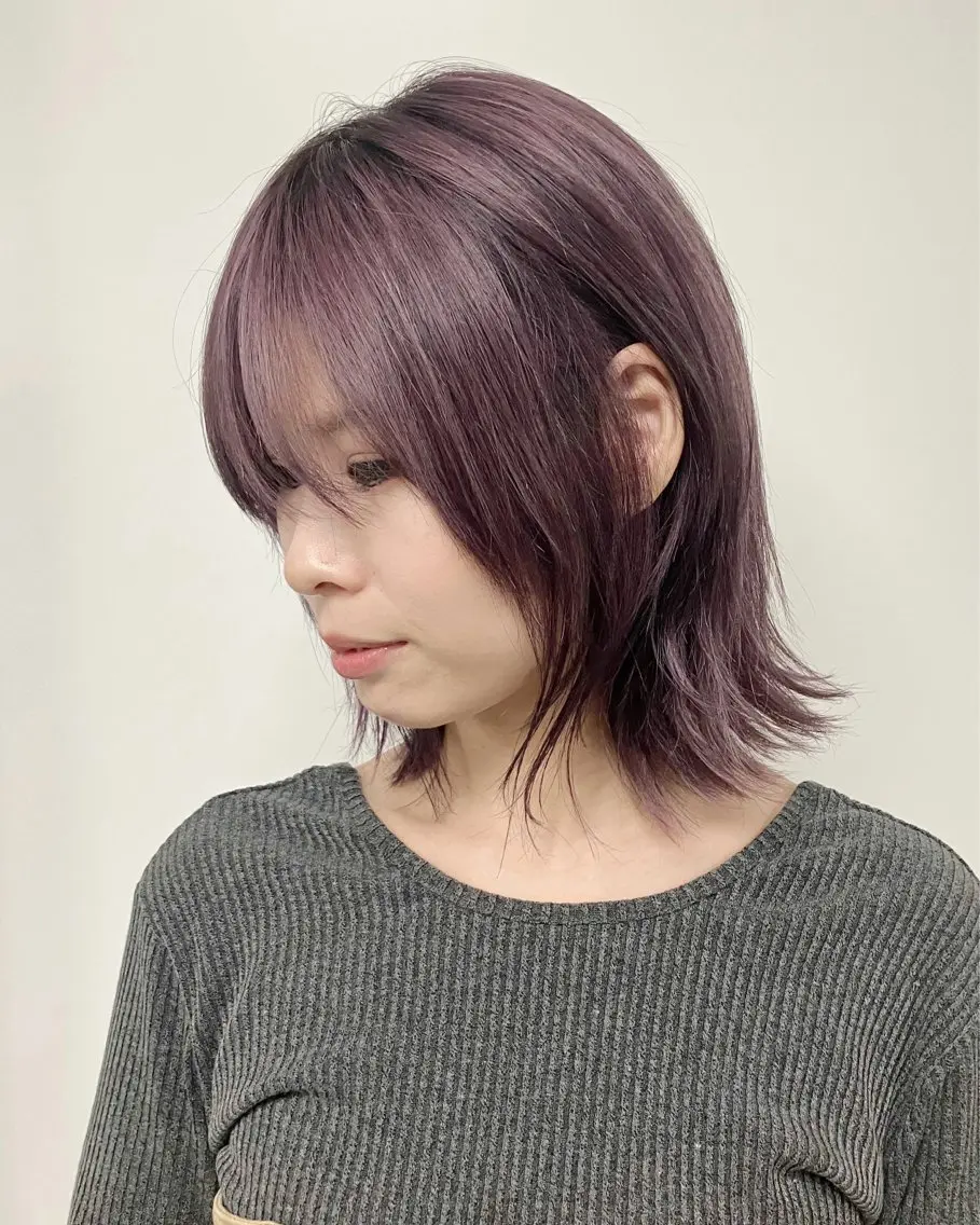 ミディアム ショートボブ ミディアムレイヤー ボブ レイヤーカット 似合わせカット fumikaブリーチ /デザインのヘアスタイル