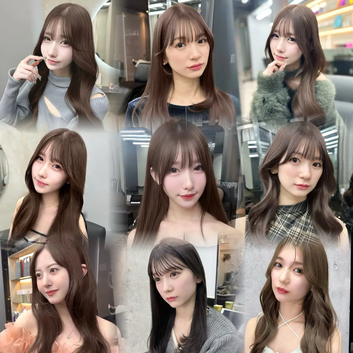 セミロング カット ヘアカラー トリートメント 韓国/ワンホンヘア 髪質改善/MaCoのヘアスタイル