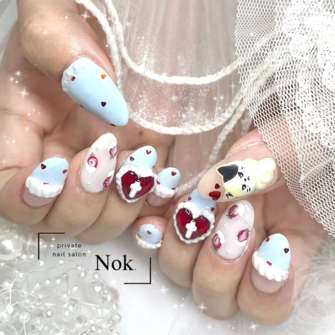 ネイル レース ハンドネイル 池袋痛ネイル Nok. 渡辺のネイルデザイン