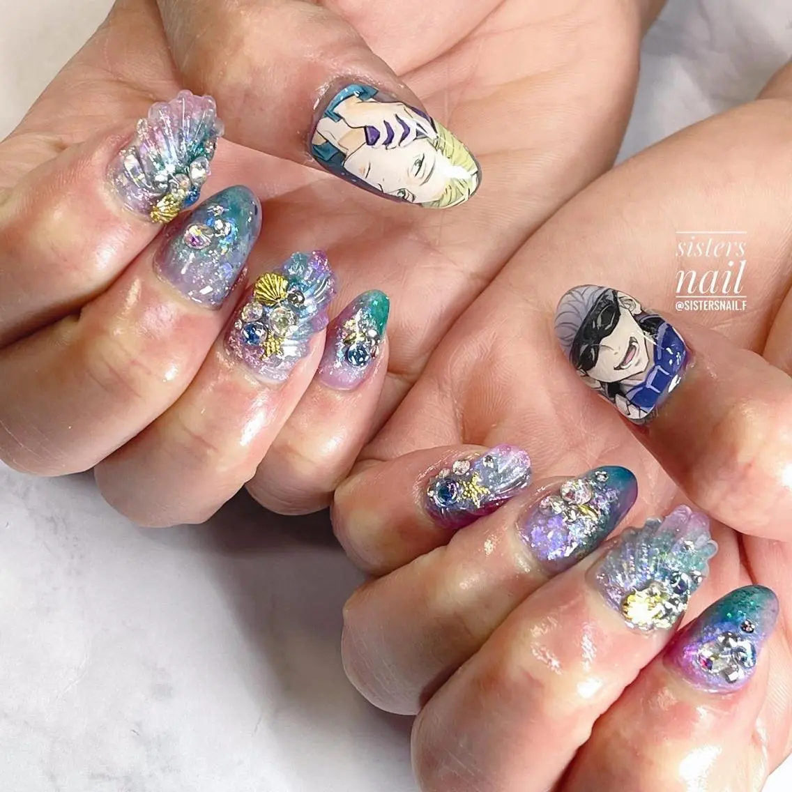 ネイル アートネイル ブルー sisters nail.fのネイルデザイン