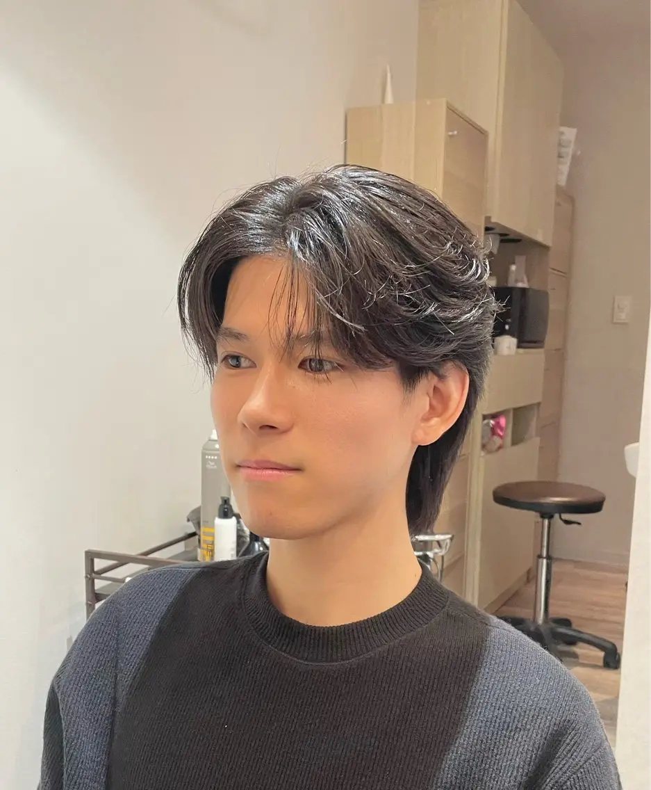 メンズ センターパート メンズウルフカット ウルフカット マサキ/メンズカット カラー/モデル募集中のヘアスタイル