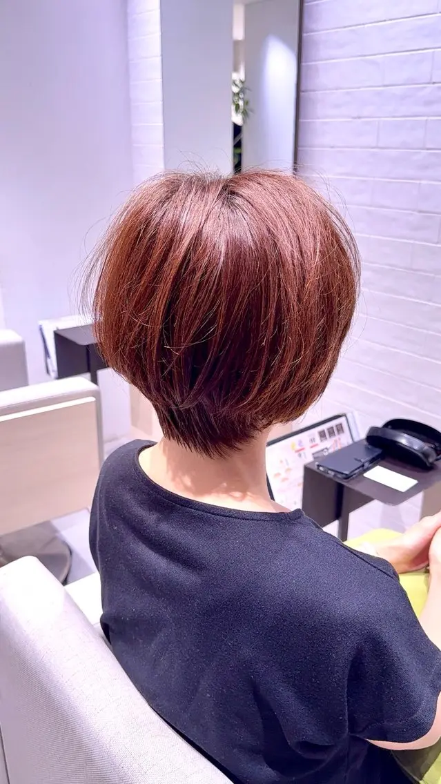ショート カラー 丸みショート ショートヘア カット ヘアカラー トリートメント 銀座/ハイレイヤー/ 艶髪カラー/田中颯士のヘアスタイル