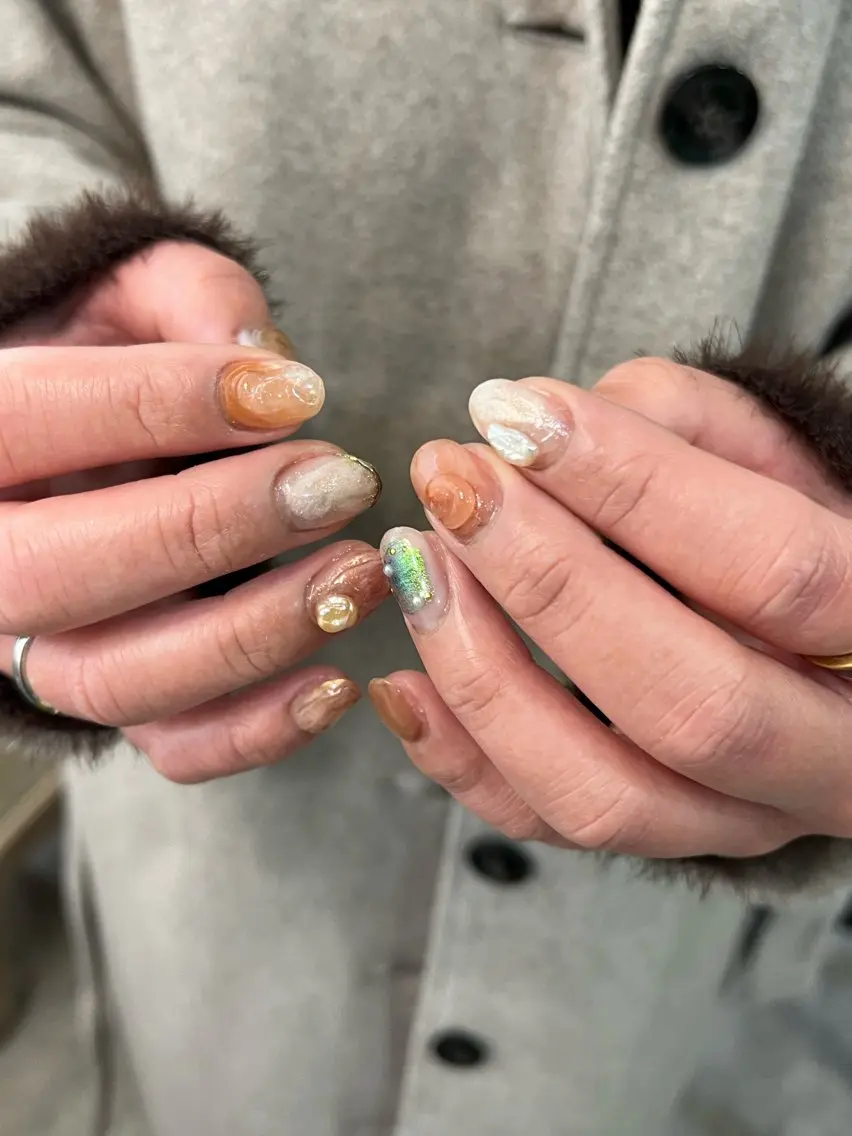 ネイル ハンドネイル Hata nail 🎀個性派ニュアンスのネイルデザイン