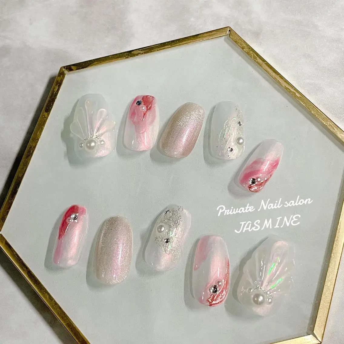 ネイル オーロラネイル マグネットネイル 夏ネイル Nail salon JASMINEのネイルデザイン