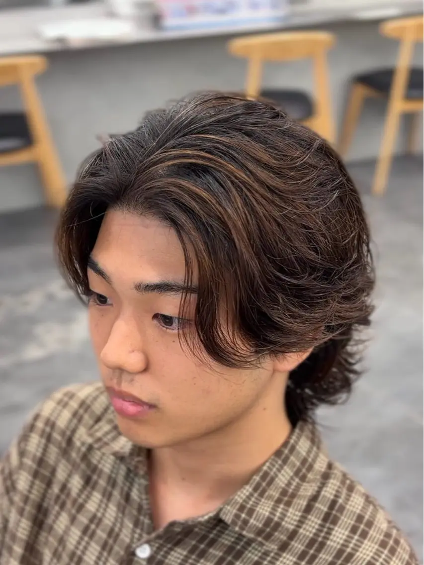 ミディアム パーマ メンズ ニュアンスパーマ カット パーマ パーマ特化 神谷和輝のヘアスタイル