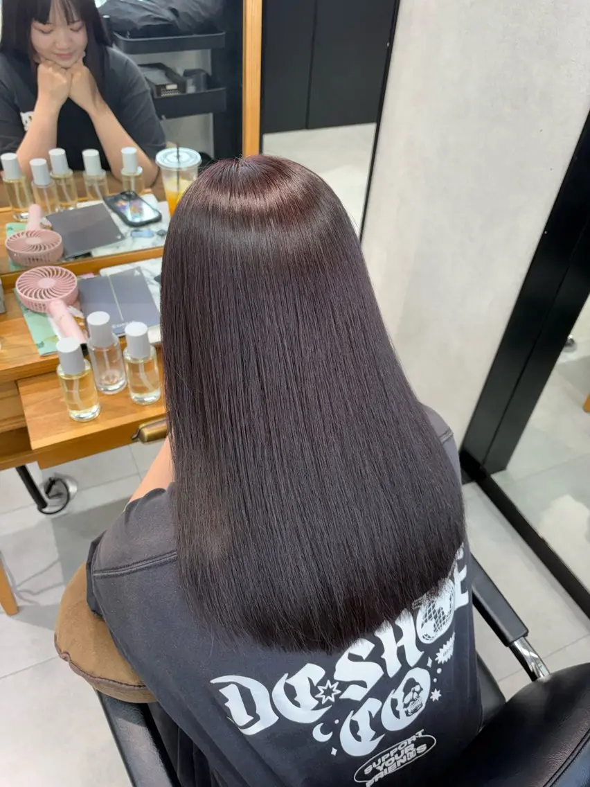 セミロング トリートメント ヘアカラー カラーモデル募集 🤍momoha🤍のヘアスタイル