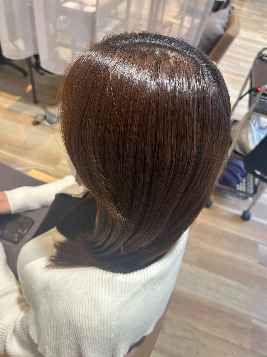 ロング 顔まわりレイヤー 顔周りカット レイヤーカット フジイイブキ 髪質改善カラーのヘアスタイル