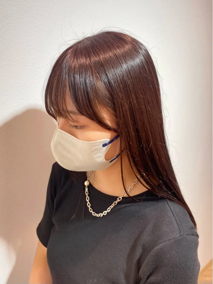 セミロング カラー カシス ピンクカラー ヘアカラー Yamada Ami🪐のヘアスタイル