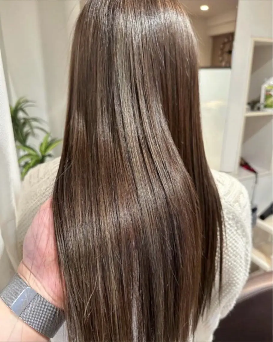 ロング カラー ハイライトカラー ハイライト 髪質改善 なかにし まゆみのヘアスタイル