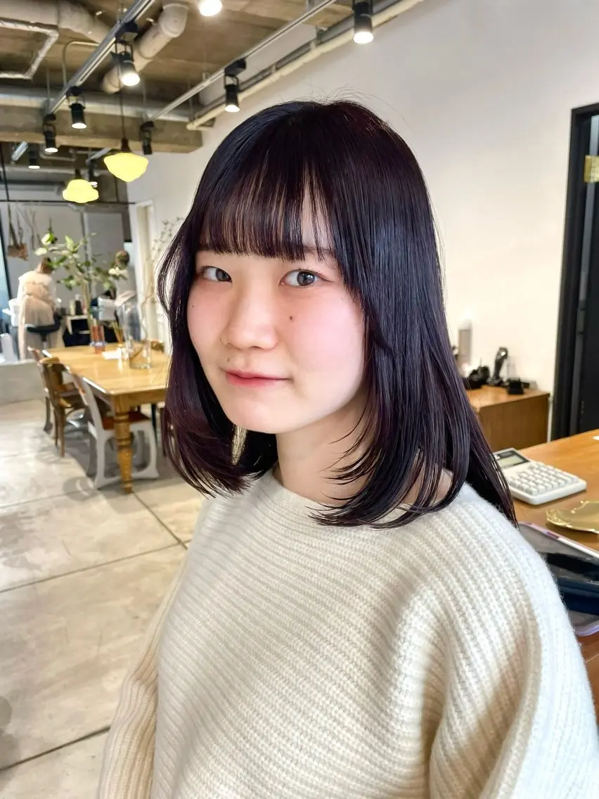 ミディアム カラー パープルカラー ユウナ🎀レイヤー/ 暖色カラーのヘアスタイル