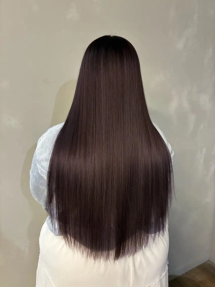 ロング カラー 透明感カラー ラベンダーカラー 髪質改善 トリートメント ヘアカラー トリートメント サヤ/寒色カラー/ 美髪矯正のヘアスタイル