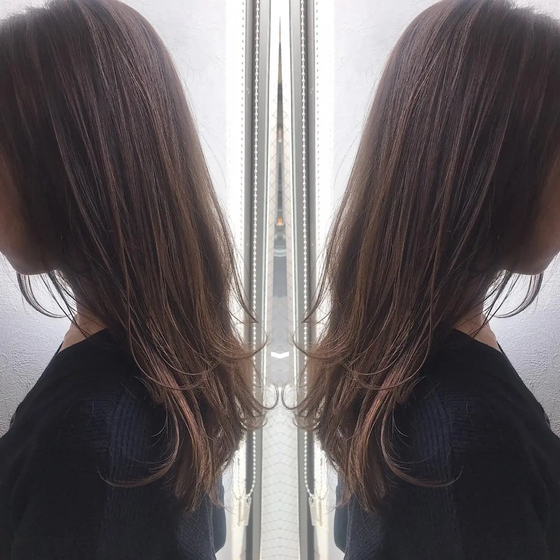 セミロング カラー アッシュ カット ヘアカラー 柴田 祐輔のヘアスタイル