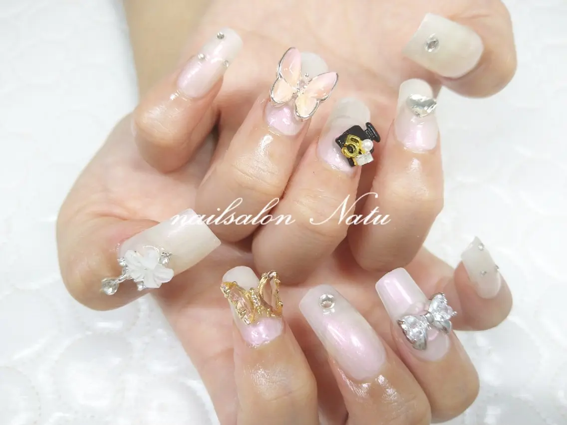 ネイル 長さ出し スクエアネイル nailsalon Natuのネイルデザイン
