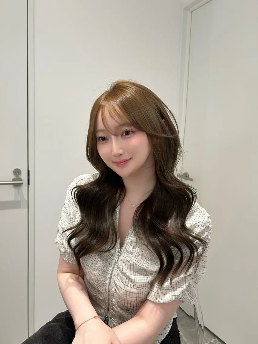 ロング ヘアカラー 韓国ヘア COA YUZUのヘアスタイル
