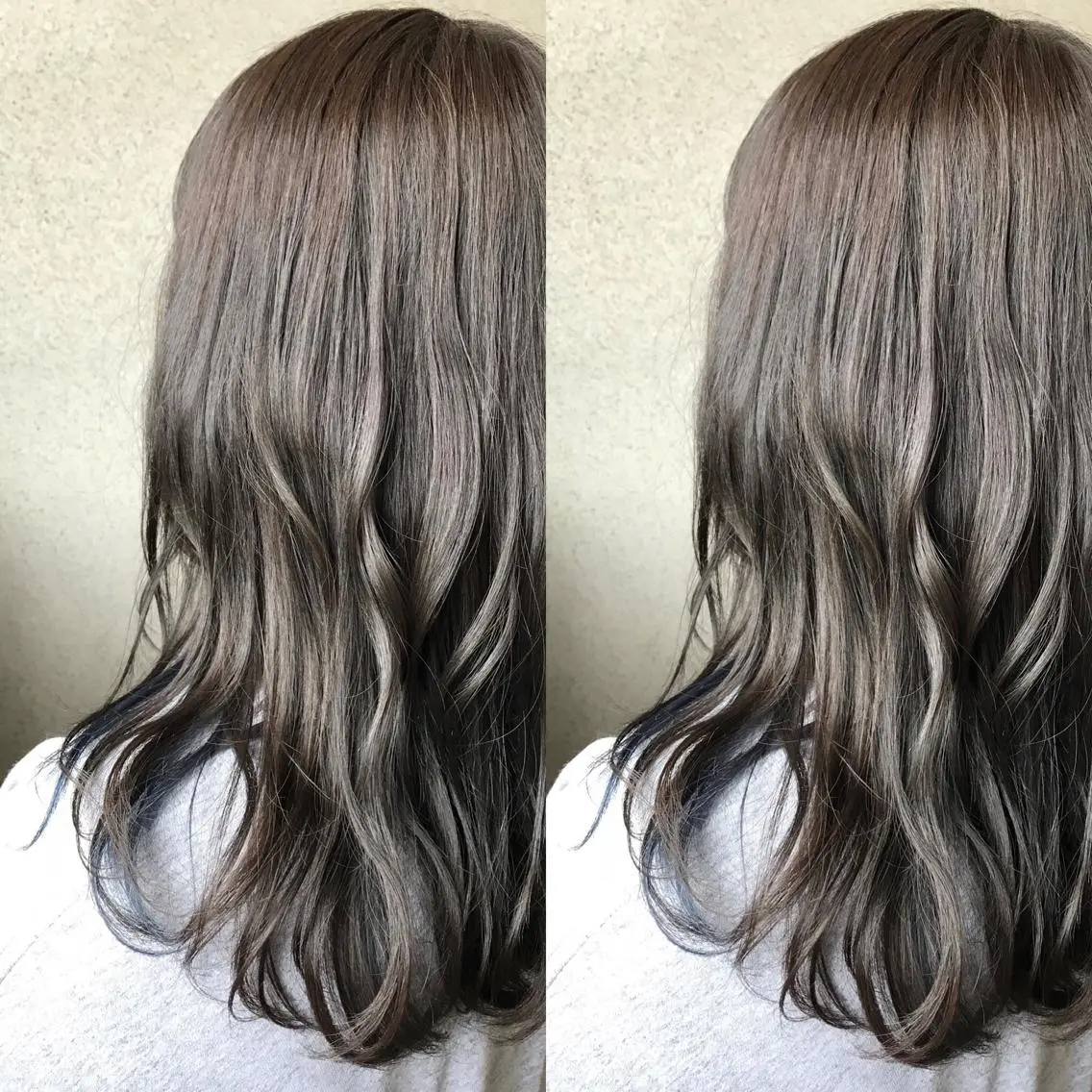 セミロング カラー ブルーカラー インナーカラー 小栗 麻衣のヘアスタイル