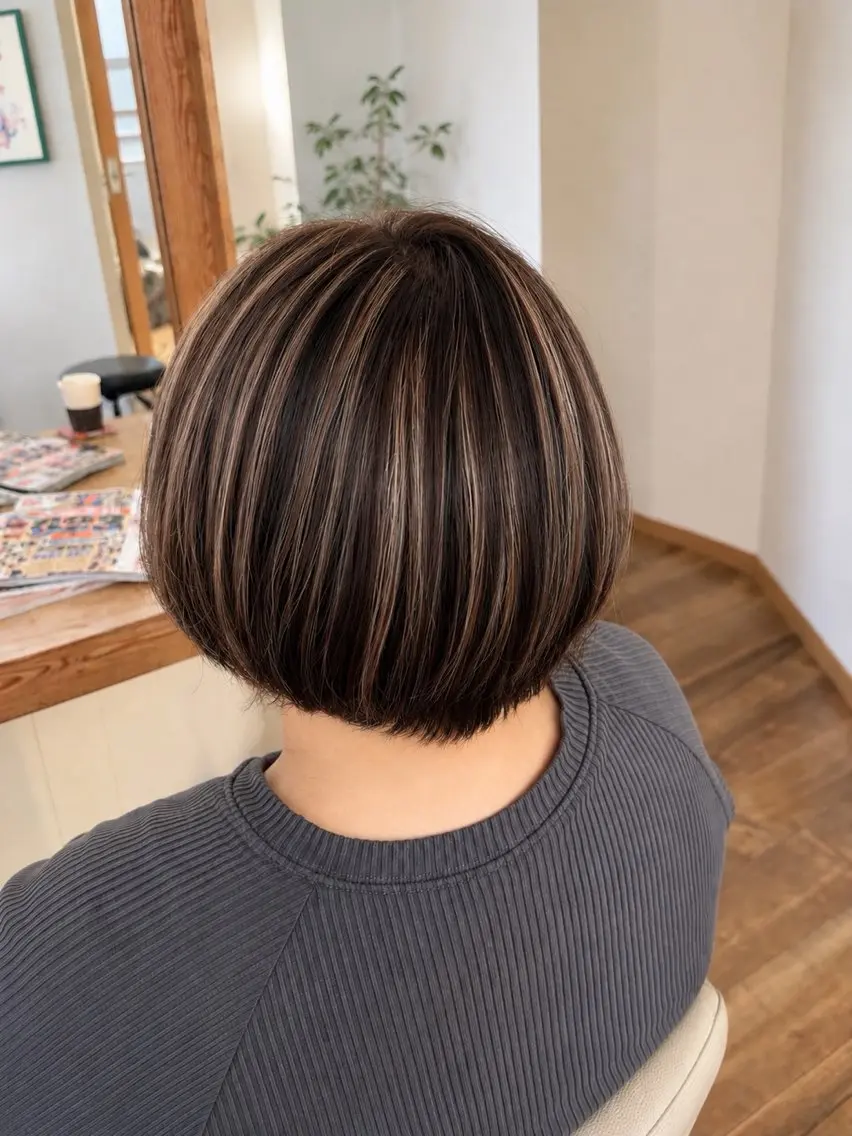 ミディアム ハイライト ヘアカラー トリートメント 艶髪カラー/髪質改善 細貝 舞利のヘアスタイル